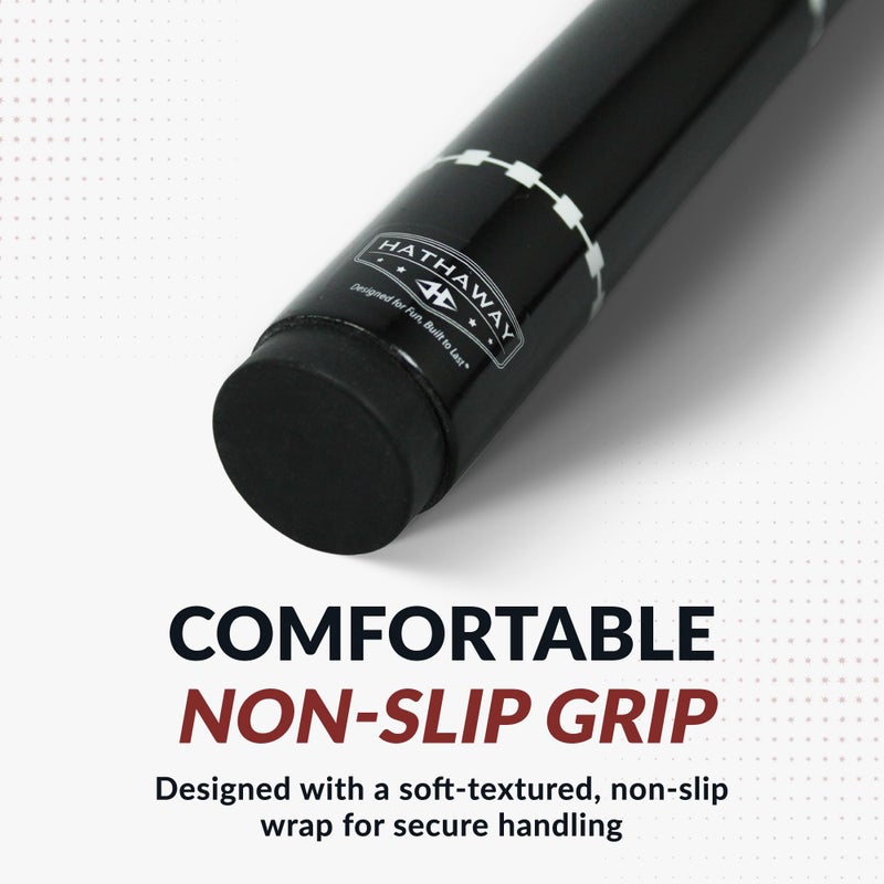 Hathaway Conquest 58-in Pool Cue Stick for Billiards Table â€“ Professional-Level Fiberglass Pool Stick with Tapered Shaft, Quick-Lock Joint, Leather Tip & Comfort Grip â€“ Includes 2-Piece Cue â€“ Black - Image 4
